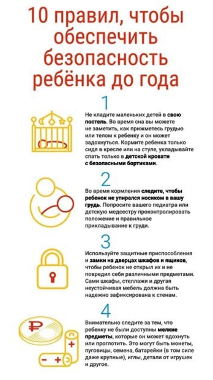 10 правил, чтобы обеспечить безопасность ребенка до года